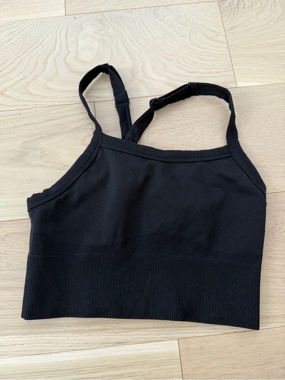 TNA - Black Seamless Ribbed Sports bra